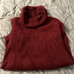 Lands End dark red cowl neck tunic sweater size L
